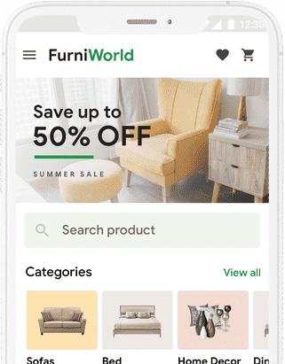 Furniworld - Online Furniture Buying Selling App, furniture eCommerce App at XSoft Develop labworks